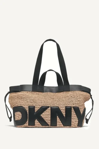 Bardot Raffia Logo Tote