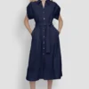 Button-Front Midi Commuter Dress
