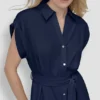 Button-Front Midi Commuter Dress
