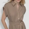 Button-Front Midi Commuter Dress