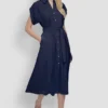 Button-Front Midi Commuter Dress