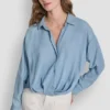 Button-Front Shirt with Twist Hem