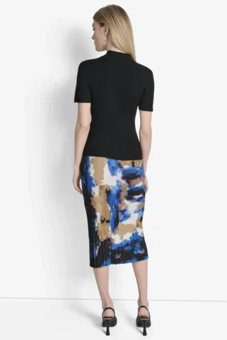 Cap Short Sleeve Mock Neck Sweater