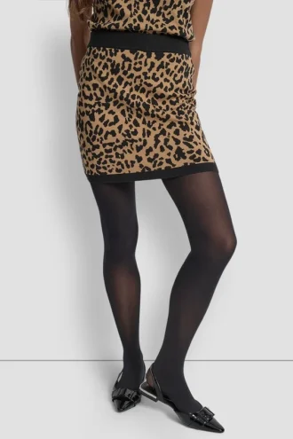 Cheetah Jacquard Mini Sweater Skirt