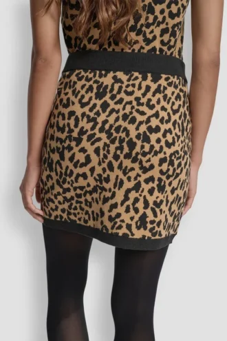 Cheetah Jacquard Mini Sweater Skirt