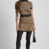 Cheetah Jacquard Mini Sweater Skirt