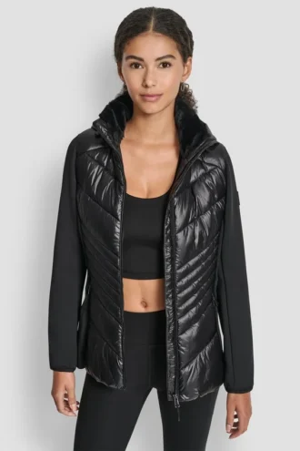 Chevron Quilted Scuba Mix Jacket