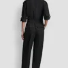 Collarless Button-Front Jumpsuit