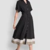Color-Block Fit & Flare Midi Shirt Dress