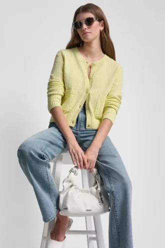 Crew Neck Cardigan with Patch Pockets