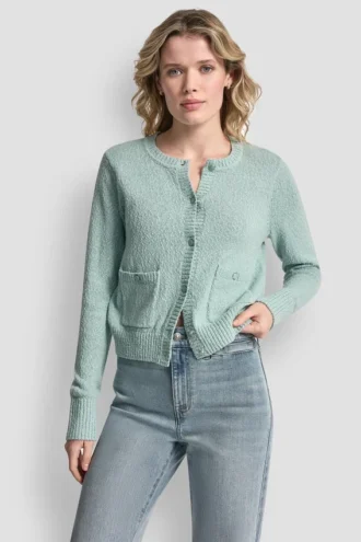 Crew Neck Cardigan with Patch Pockets