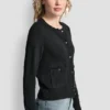 Crew Neck Cardigan with Patch Pockets