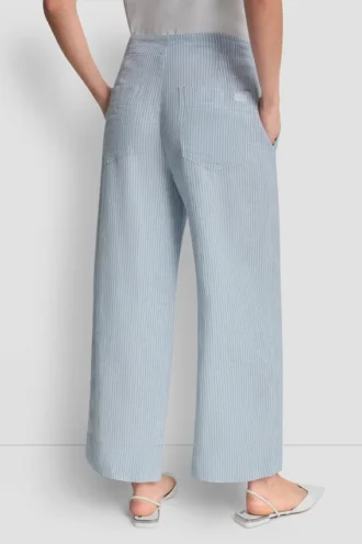 Cropped Wide Leg Linen-Blend Pants