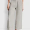 Cropped Wide Leg Linen-Blend Pants