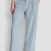 Cropped Wide Leg Linen-Blend Pants