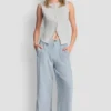 Cropped Wide Leg Linen-Blend Pants