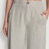 Cropped Wide Leg Linen-Blend Pants