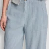 Cropped Wide Leg Linen-Blend Pants