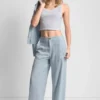 Cropped Wide Leg Linen-Blend Pants