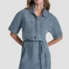Denim Button-Front Shirt Dress