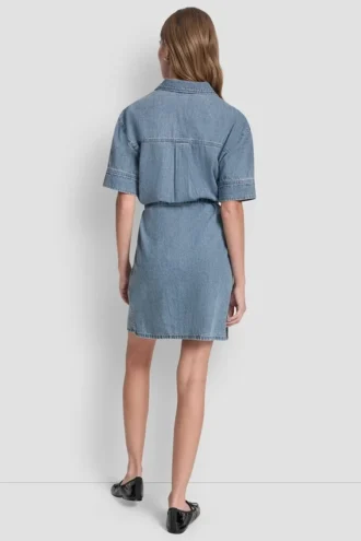 Denim Button-Front Shirt Dress