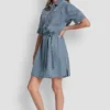 Denim Button-Front Shirt Dress