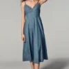 Denim Midi Fit & Flare Dress