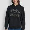 Dkny Jeans Satin Applique Chainstitch Logo Sweatshirt