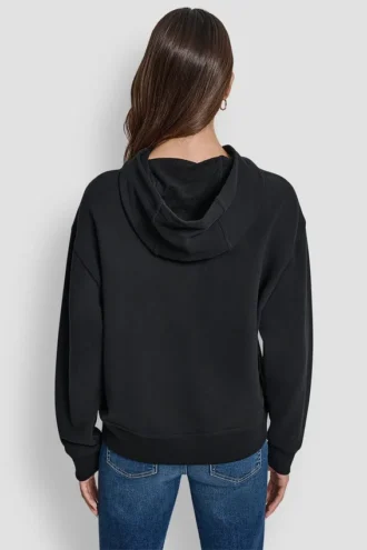 Dkny Jeans Satin Applique Chainstitch Logo Sweatshirt