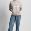 Dkny Jeans Satin Applique Chainstitch Logo Sweatshirt