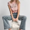 Dkny Jeans Stack Logo Rhinestone Tee