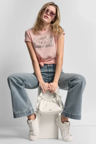 Dkny Jeans Stack Logo Rhinestone Tee