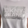 Dkny Jeans Stack Logo Rhinestone Tee