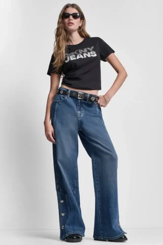 Dkny Jeans Stacked Rhinestone Tee