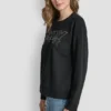Dkny Outline Rhinestone Ny Printed Logo Crew Neck Sweatshirt