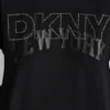 Dkny Outline Rhinestone Ny Printed Logo Crew Neck Sweatshirt