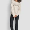 Dkny Outline Rhinestone Ny Printed Logo Crew Neck Sweatshirt