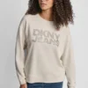 Dkny Rhinestone Stud Logo Crew Neck Sweatshirt