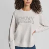 Dkny Rhinestone Stud Logo Crew Neck Sweatshirt