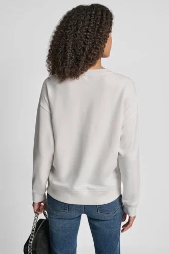 Dkny Rhinestone Stud Logo Crew Neck Sweatshirt