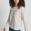 Dkny Rhinestone Stud Logo Crew Neck Sweatshirt