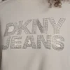 Dkny Rhinestone Stud Logo Crew Neck Sweatshirt