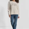 Dkny Rhinestone Stud Logo Crew Neck Sweatshirt