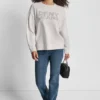 Dkny Rhinestone Stud Logo Crew Neck Sweatshirt