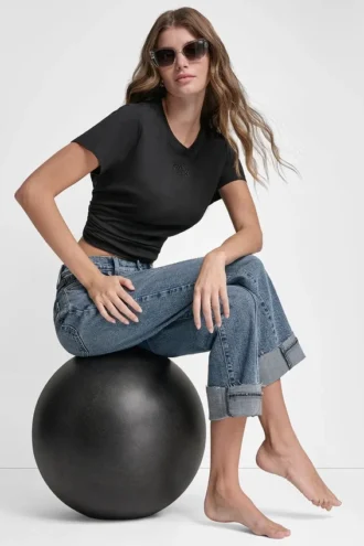 Dkny Stacked Eyelet Logo Tee