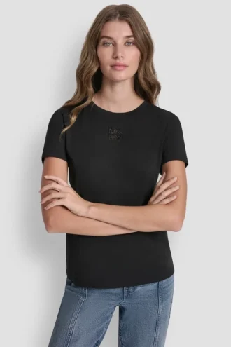 Dkny Stacked Eyelet Logo Tee