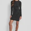 Dome Studs Mesh Long Sleeve Dress