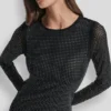 Dome Studs Mesh Long Sleeve Dress