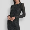 Dome Studs Mesh Long Sleeve Dress