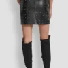 Embellished Faux Leather Skirt